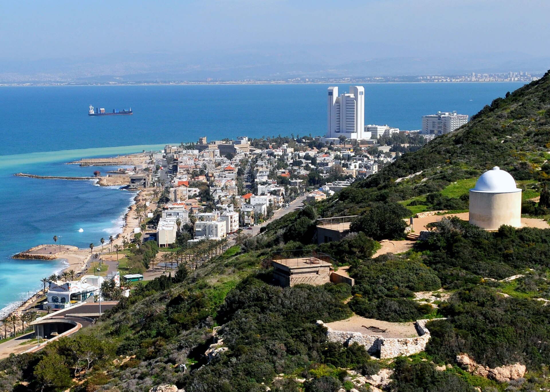 Bat Galim and Haifa Bay, where the Carmel meets the Mediterranean