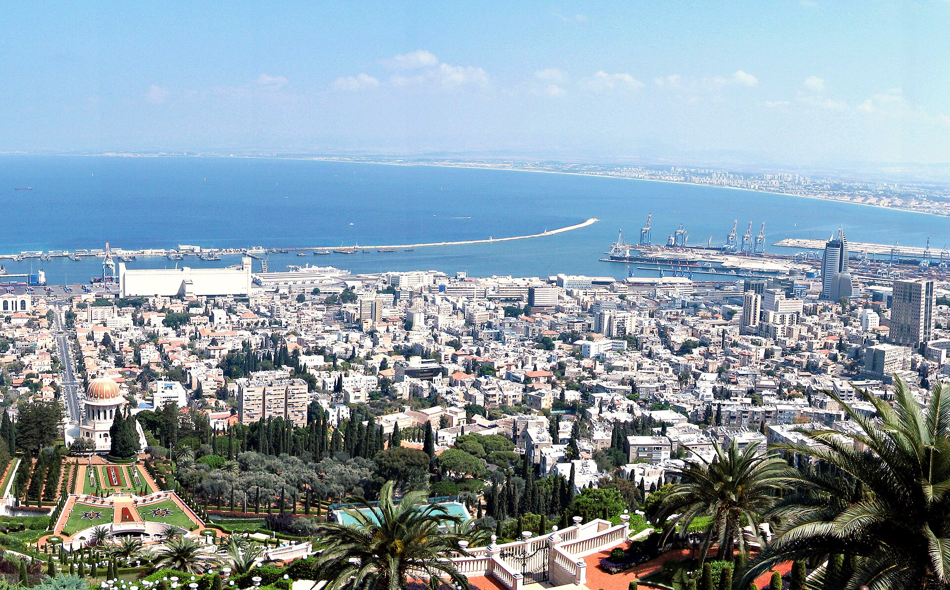 Panorama of Haifa and the bay sweeping toward Akko